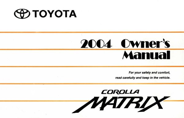 2004 Toyota Corolla Matrix Owner's Manual
