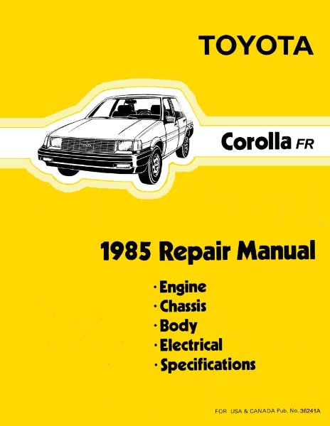 1985 Toyota Corolla FR Shop Service Repair Manual