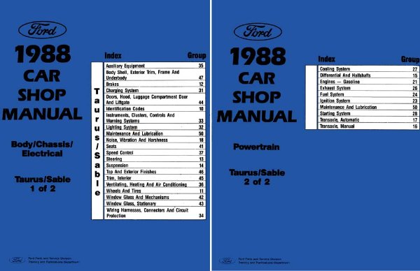 1988 Ford Taurus, Sable Factory Shop Service Manual