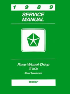 1989 Dodge Truck Diesel Engine Factory Shop Service Manual