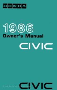 1986 Honda Civic Owner's Manual