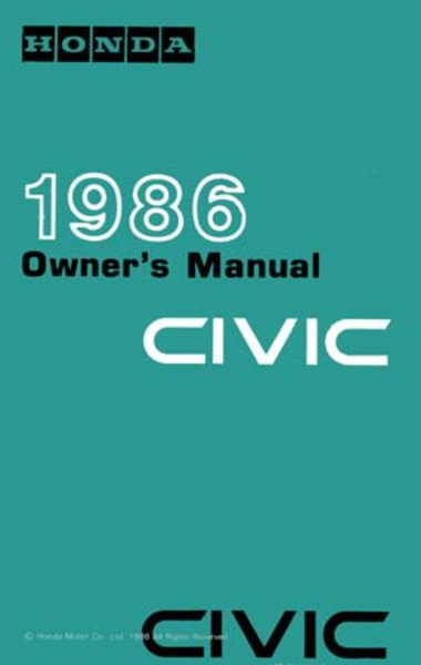 1986 Honda Civic Owner's Manual
