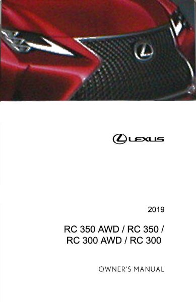 2019 Lexus RC 300, 350 Owner's Manual