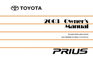 2003 Toyota PRIUS Owner's Manual