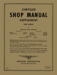 1939 Chrysler Imperial New Yorker Royal Shop Service Repair Manual Engine
