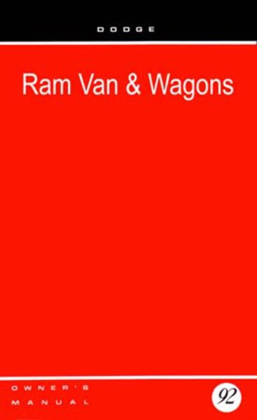 1992 Dodge Ram Van Owner's Manual