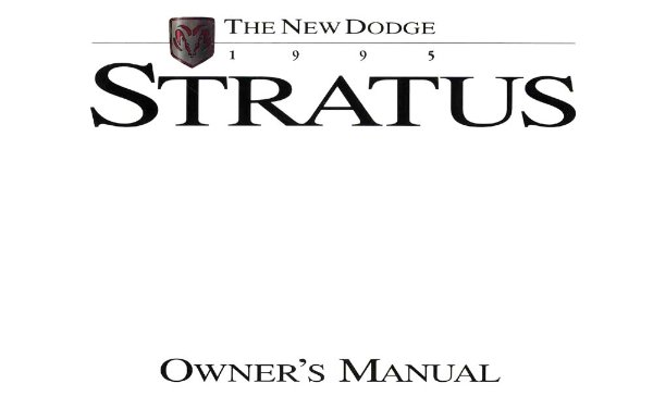 1995 Dodge Stratus Owner's Manual