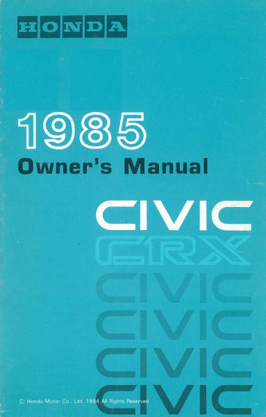 1985 Honda Civic CRX Owner's Manual