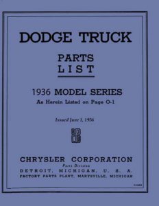1936 Dodge Series D2, Truck Parts Book