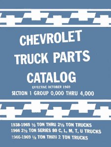 1938 1948 1958 1968 1969 Chevrolet 10-60 Series Lt/Med Duty Truck Parts Book