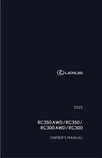 2025 Lexus RC 300, 350 Owner's Manual