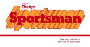 1977 Dodge Ram Van, Ram Wagon Owner's Manual