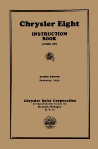 1932 Chrysler Eight (Code CP) Instruction Book Owners Manual User Guide