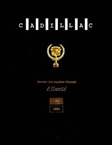 1991–1992 Cadillac Allante Factory Shop Service Manual