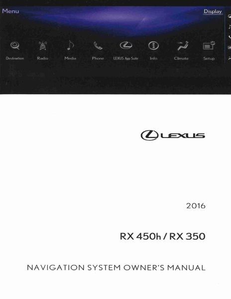2016 Lexus RX 350, RX 450h Owner's Manual