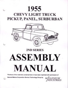 1955 Chevy C/K 10-30 Light Truck Suburb Assembly Manual Rebuild Instructions