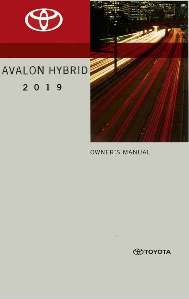 2019 Toyota Avalon Owner's Manual