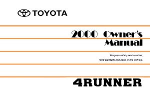 2000 Toyota 4RUNNER Owner's Manual