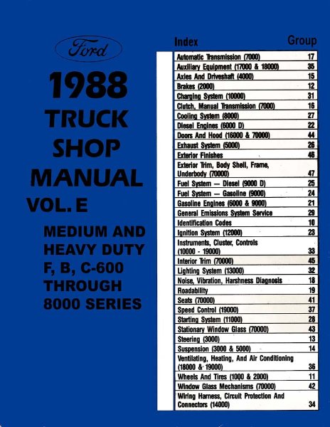 1988 Ford Medium, Heavy Duty Truck Factory Shop Service Manual