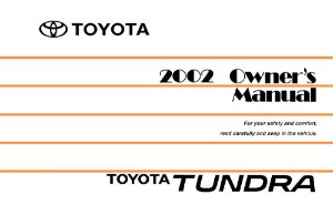 2002 Toyota TUNDRA Owner's Manual