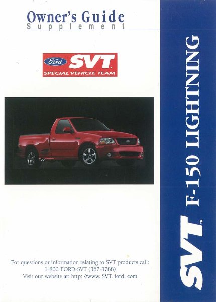 2000 Ford F-150 SVT Lightning Supplement Owner's Manual