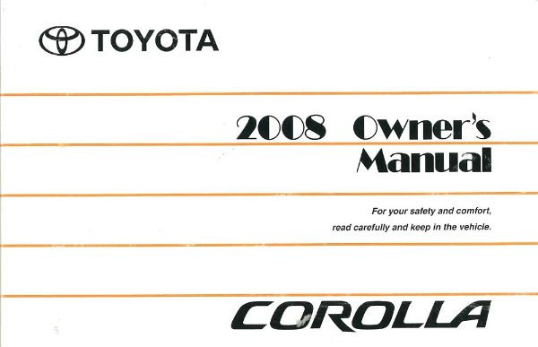 2008 Toyota Corolla Owner's Manual