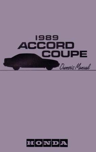 1989 Honda Accord Coupe Owner's Manual