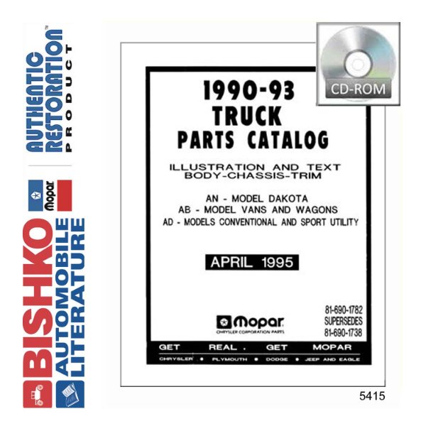 1990 1991 1992 1993 Dodge Truck Part Numbers Book PDF List Guide Interchange