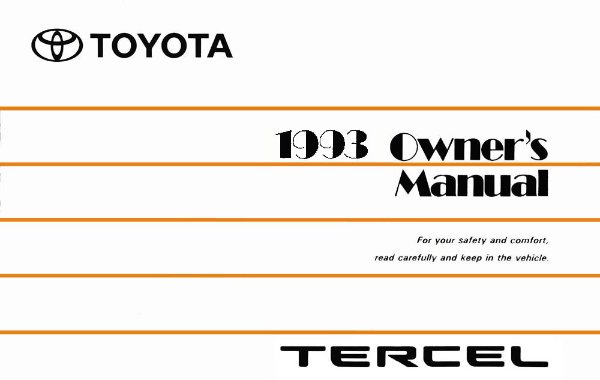1993 Toyota Tercel Owner's Manual