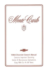 1984 Chevrolet Monte Carlo Owner's Manual
