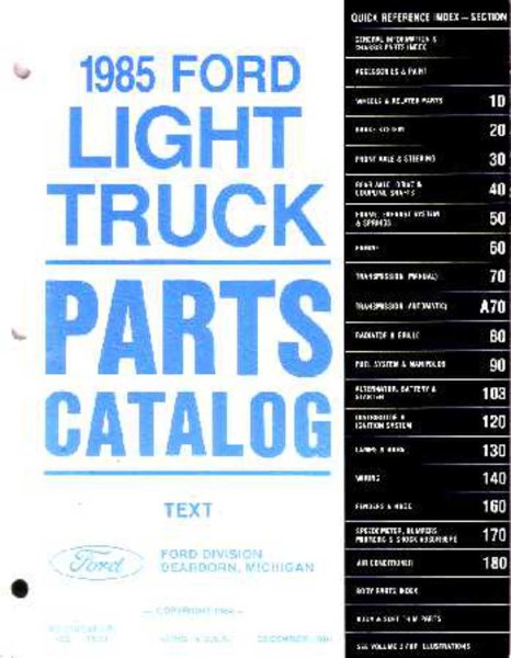 1985 Ford Truck F-150, F-250, F-350 Parts Book