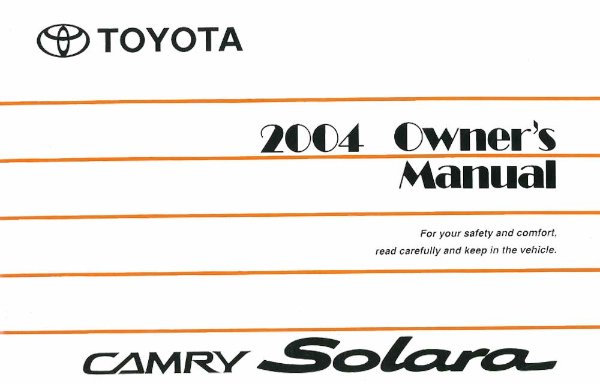 2004 Toyota Camry Solara Owner's Manual