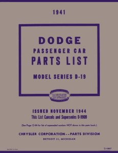1941 Dodge All Models Parts Book