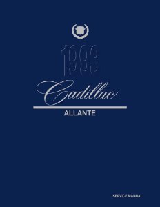 1993 Cadillac Allante Factory Shop Service Manual