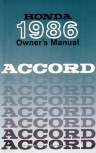 1986 Honda Accord Sedan Owner's Manual