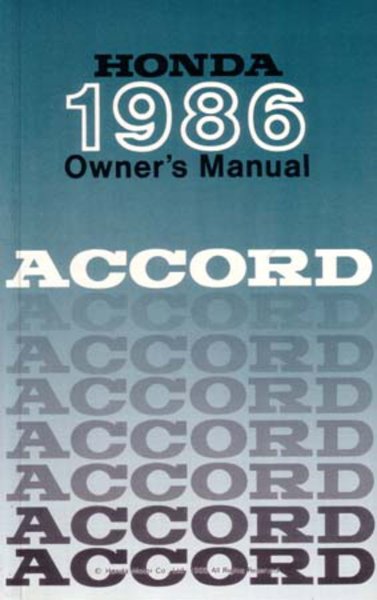 1986 Honda Accord Sedan Owner's Manual