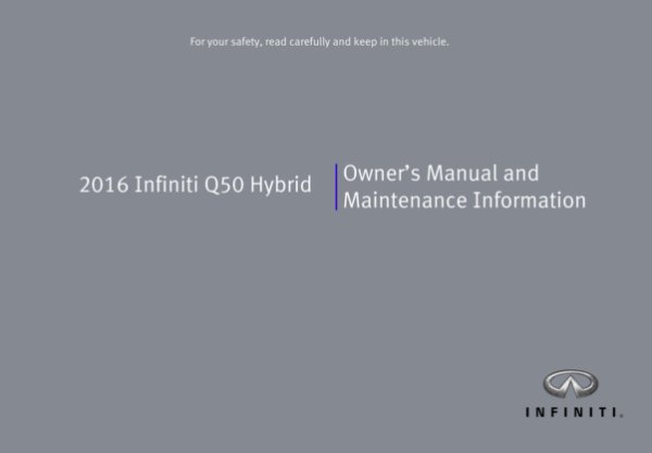 2016 Infiniti Q50 Hybrid Owner's Manual