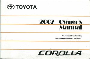 2007 Toyota Corolla Owner's Manual