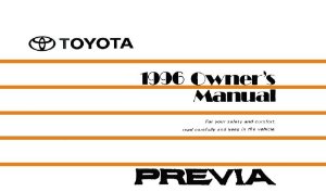 1996 Toyota Previa Owner's Manual