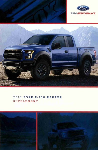 2018 Ford Raptor Supplement ONLY Owner's Manual