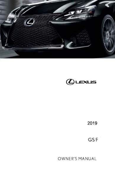 2019 Lexus GS F Owner's Manual