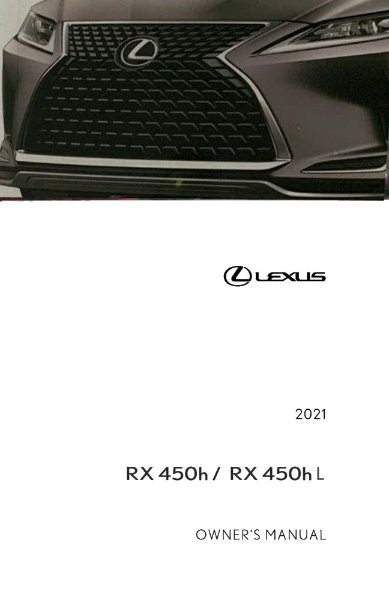 2021 Lexus RX 450H, 450HL Owner's Manual