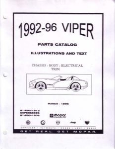 1992–1996 Dodge Viper Parts Book