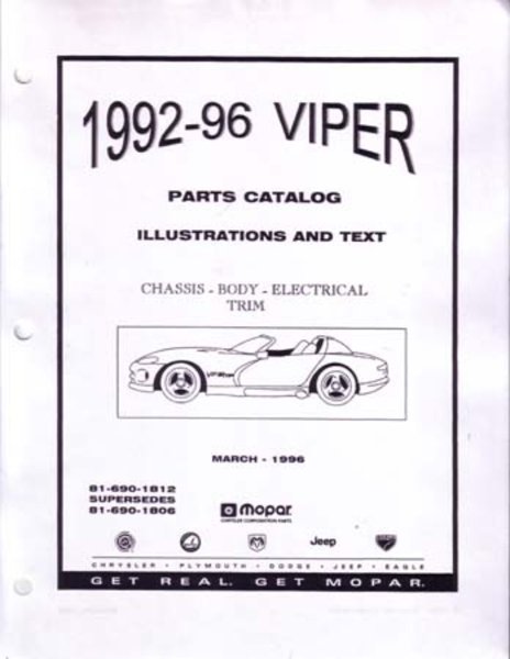 1992–1996 Dodge Viper Parts Book