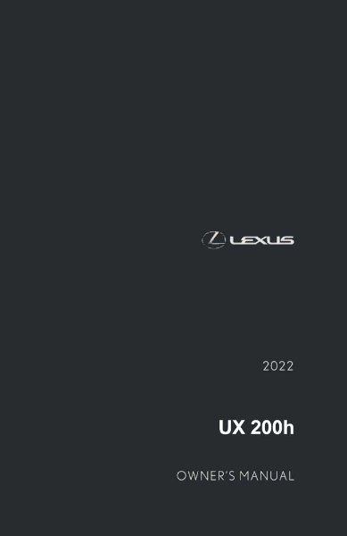 2022 Lexus UX 200h Owner's Manual