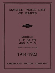 1914 1920 1921 1922 Chevrolet Parts Numbers Book List Guide Catalog Interchange