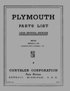 1936 Plymouth P1 Business Line, P2 Deluxe Parts Book