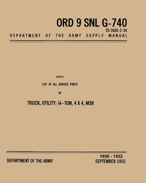 1950–1952 Jeep M38 Parts Book