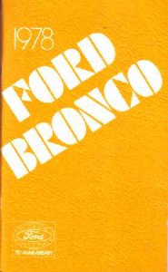 1978 Ford Bronco Owner's Manual