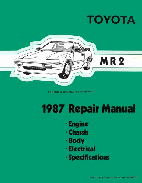 1987 Toyota MR-2 Shop Service Repair Manual